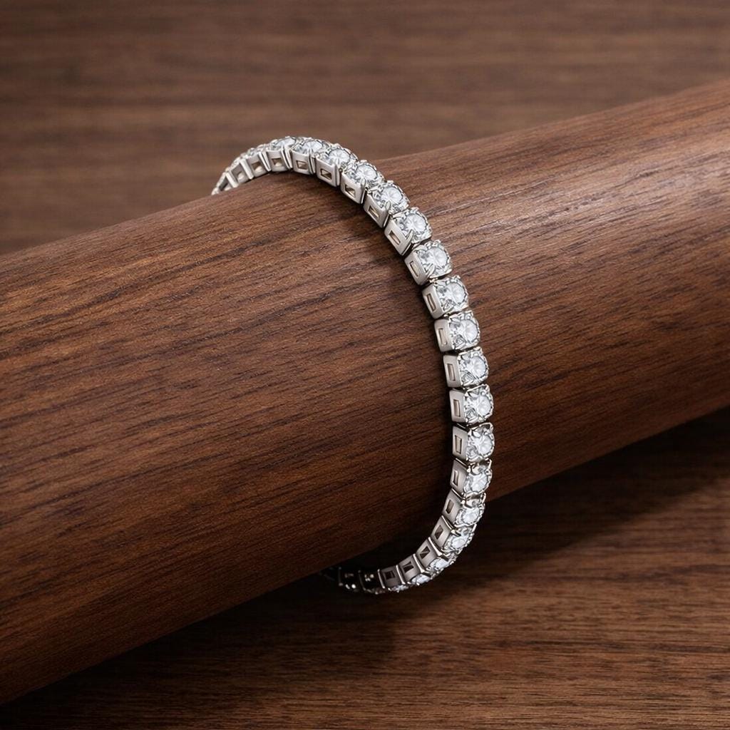 S925 Sterling Silver Plated Tennis Bracelet, 4mm CZ Zirconia, Minimalist Jewelry