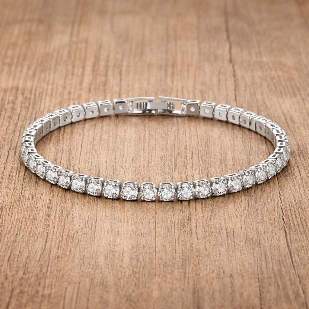 S925 Sterling Silver Plated Tennis Bracelet, 4mm CZ Zirconia, Minimalist Jewelry