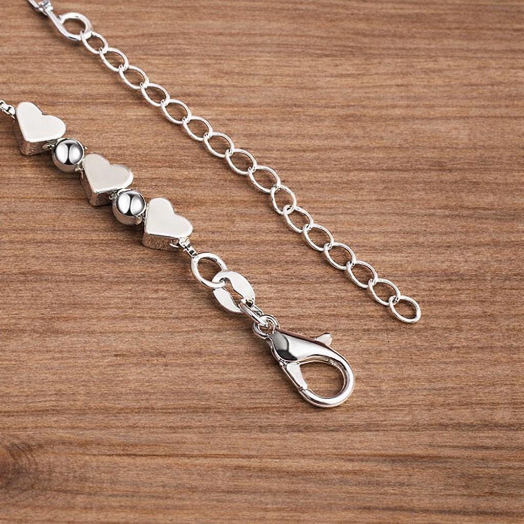 925 Silver Plated Heart Charm Bracelet, Romantic Wedding Jewelry, Adjustable Chain Gift