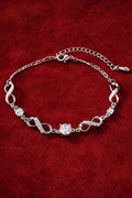 Sterling Silver Infinity Bracelet, Sparkling Rhinestone Bangle, Elegant Wedding Jewelry