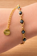 Mazuer Navy Evil Eye Tennis Bracelet, Minimalist Stainless Steel Jewelry, Vintage Elegant Protection