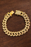 Men’s Rhinestone Chain Bracelet, Metallic Cuban Link Bracelet, Hip Hop Jewelry Gift for Him