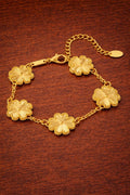 Gold Four Leaf Clover Bracelet, Lucky Charm Jewelry, Minimalist Style