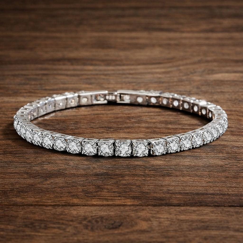 S925 Sterling Silver Plated Tennis Bracelet, 4mm CZ Zirconia, Minimalist Jewelry