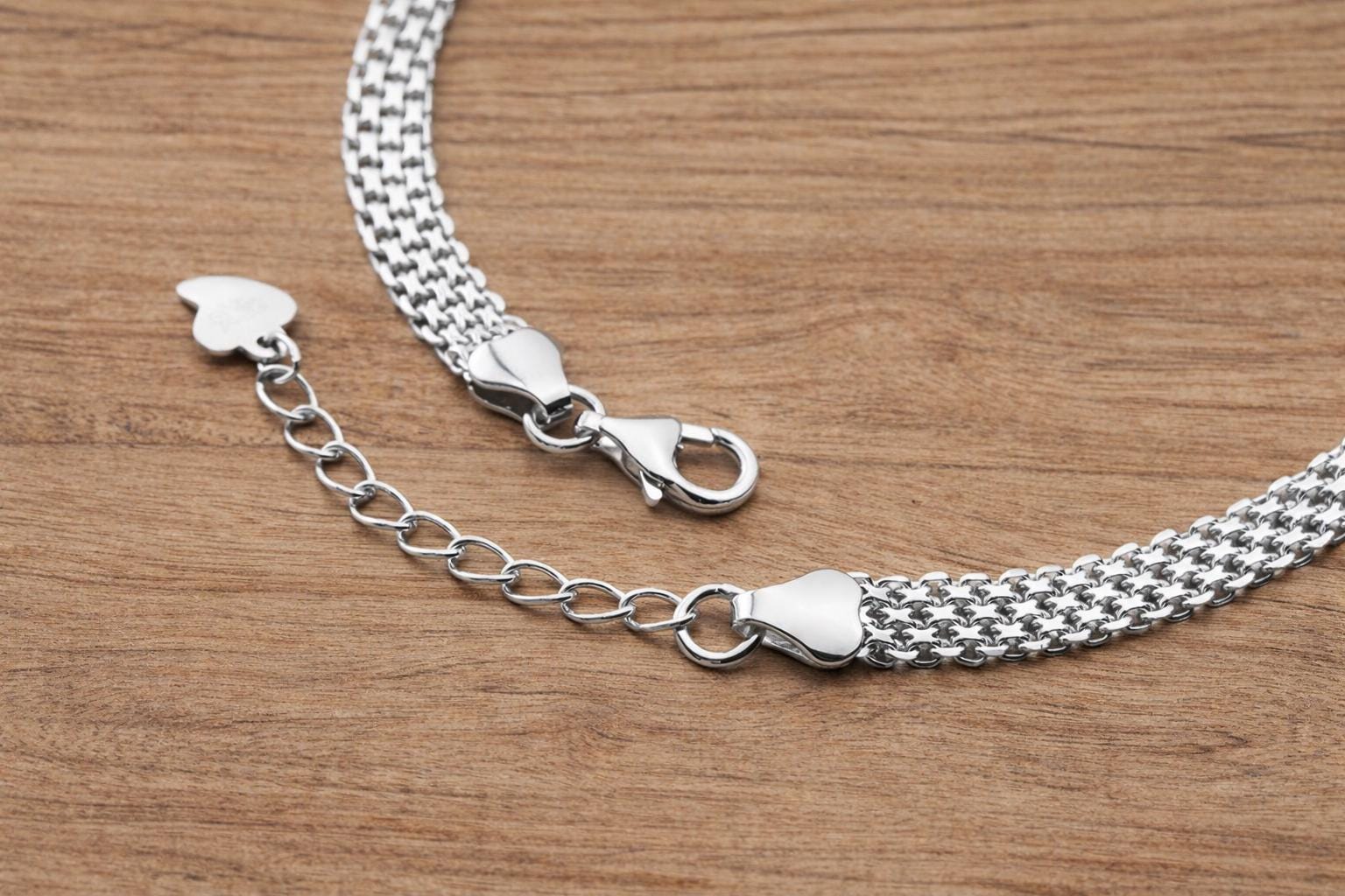 925 Sterling Silver Wide Chain Bracelet, Minimalist Elegant Jewelry, Unisex Everyday Wear
