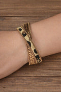 Layered Leopard Print Chain Bracelet – Gold Tone Boho Chic Jewelry